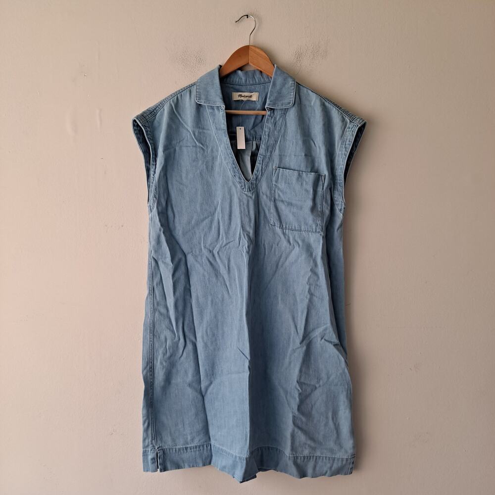 NWT Madewell Denim Tunic Dress Mini Shift Kelleyville Wash Blue Women's Size L - Picture 4 of 14